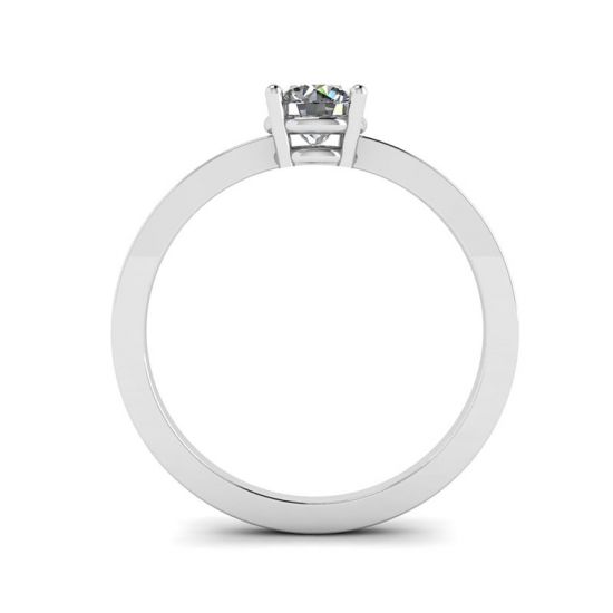 Einfacher Ring aus 18-karätigem Weißgold mit rundem Diamant-Solitär,  Bild vergrößern 2