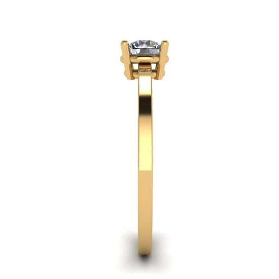 Einfacher Ring aus 18-karätigem Gelbgold mit rundem Diamant-Solitär, More Image 1