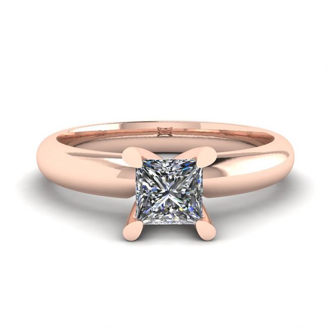 Ring aus Roségold mit Diamant im Prinzessschliff