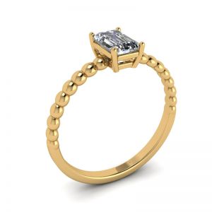 Bärtiger Ring mit Diamanten im Smaragdschliff aus Gelbgold - Foto 3