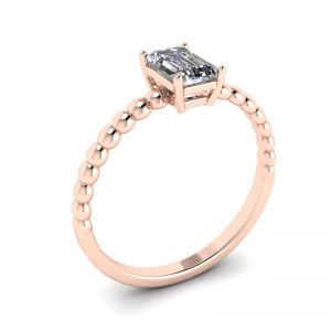 Bärtiger Ring mit Diamanten im Smaragdschliff aus Roségold - Foto 3