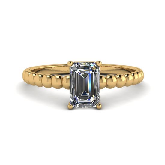 Bärtiger Ring mit Diamanten im Smaragdschliff aus Gelbgold, Bild vergrößern 1
