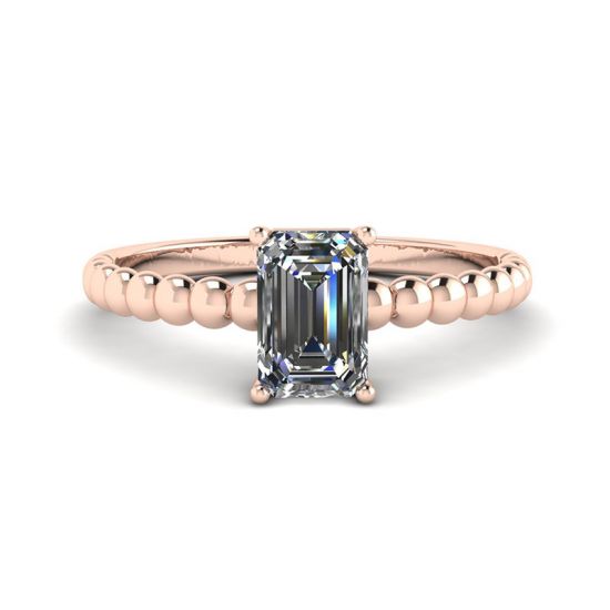 Bärtiger Ring mit Diamanten im Smaragdschliff aus Roségold, Bild 1