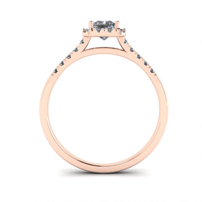 Halo-Diamantring im Princess-Schliff aus Roségold - Foto 1