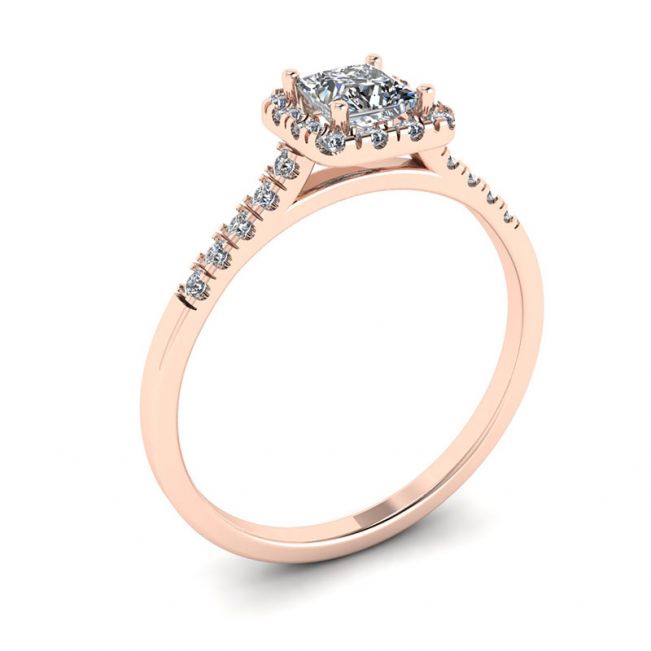 Halo-Diamantring im Princess-Schliff aus Roségold - Foto 3