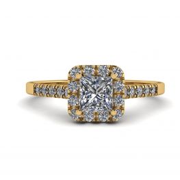 Halo-Diamantring im Princess-Schliff aus Gelbgold Halo-Diamantring im Princess-Schliff aus Gelbgold