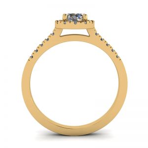 Ring aus 18-karätigem Gelbgold mit rundem Diamant im Halo - Foto 1