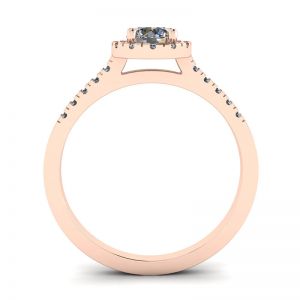 Ring aus 18-karätigem Roségold mit rundem Diamant im Halo - Foto 1