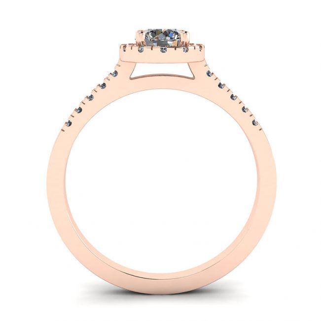Ring aus 18-karätigem Roségold mit rundem Diamant im Halo - Foto 1
