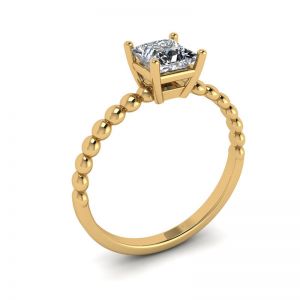 Bärtiger Ring mit Diamant im Prinzessschliff aus 18 Karat Gelbgold - Foto 3