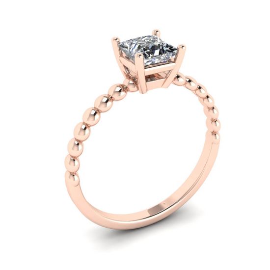 Bärtiger Ring mit Diamant im Prinzessschliff aus 18 Karat Roségold,  Bild vergrößern 4