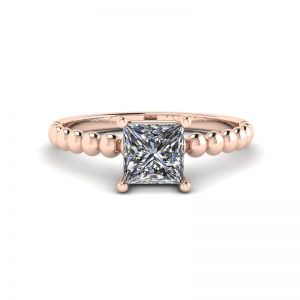 Bärtiger Ring mit Diamant im Prinzessschliff aus 18 Karat Roségold