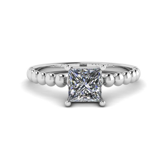 Bärtiger Ring mit Diamant im Prinzessschliff, Bild vergrößern 1