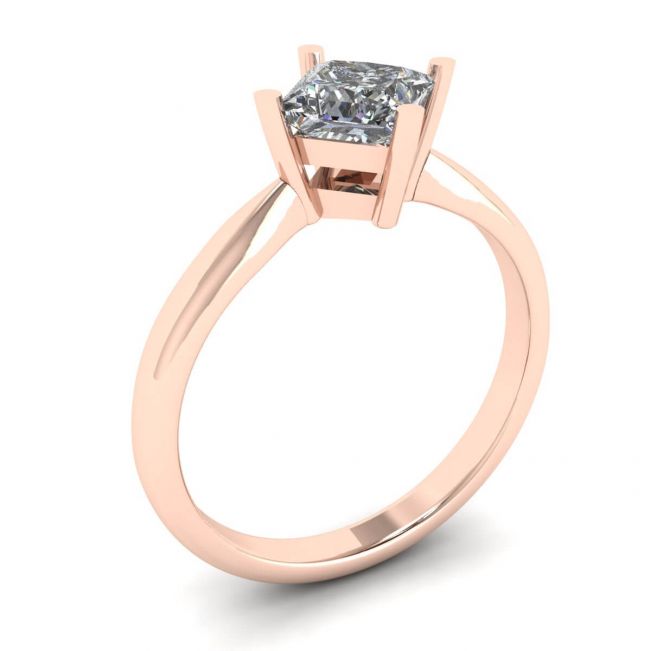 Rhombus-Diamant-Solitärring im Princess-Schliff aus Roségold - Foto 3