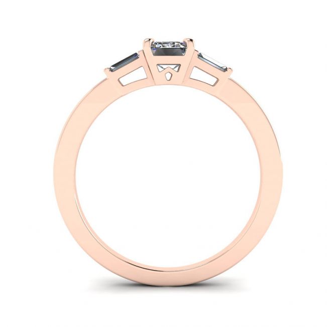 Smaragdschliff- und seitlicher Baguette-Diamantring aus Roségold - Foto 1