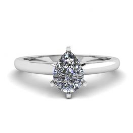 Birnendiamant-Solitärring mit 6 Zinken