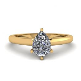 Birnendiamant-Solitärring aus 6 Krappen Gelbgold