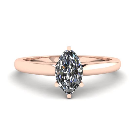 Rosen-Verlobungsring mit Diamant im Marquise-Schliff, Bild vergrößern 1