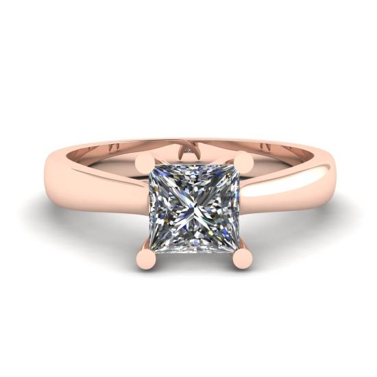 Ring aus 18-karätigem Roségold mit Diamant im Prinzessschliff