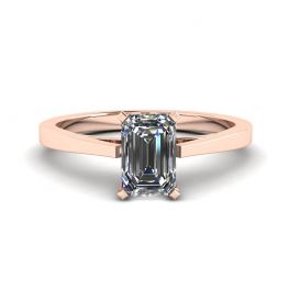 Futuristischer Diamantring im Smaragdschliff aus 18 Karat Roségold