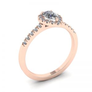 Halo-Diamant-Ring in Birnenform aus 18 Karat Roségold - Foto 3