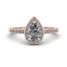 Halo-Diamant-Ring in Birnenform aus 18 Karat Roségold