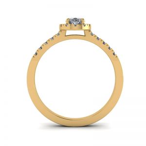Halo-Diamant-Ring in Birnenform aus 18 Karat Gelbgold - Foto 1