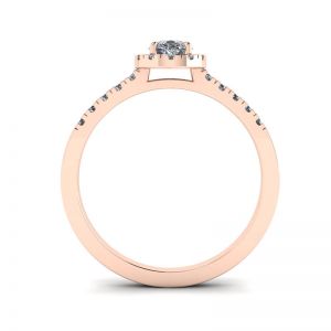 Halo-Diamant-Ring in Birnenform aus 18 Karat Roségold - Foto 1