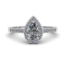 Birnen-Diamantring mit Heiligenschein