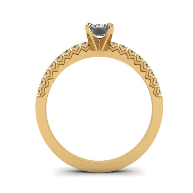 Ring aus 18-karätigem Gelbgold mit Diamant im Smaragdschliff - Foto 1