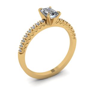Ring aus 18-karätigem Gelbgold mit Diamant im Smaragdschliff - Foto 3