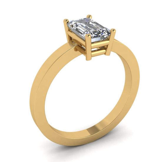 Rechteckiger Diamantring aus 18 Karat Gelbgold,  Bild vergrößern 4