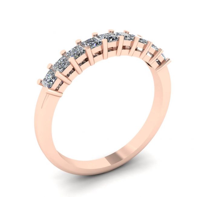 Ring mit 9 quadratischen Prinzessinnendiamanten aus Roségold - Foto 3