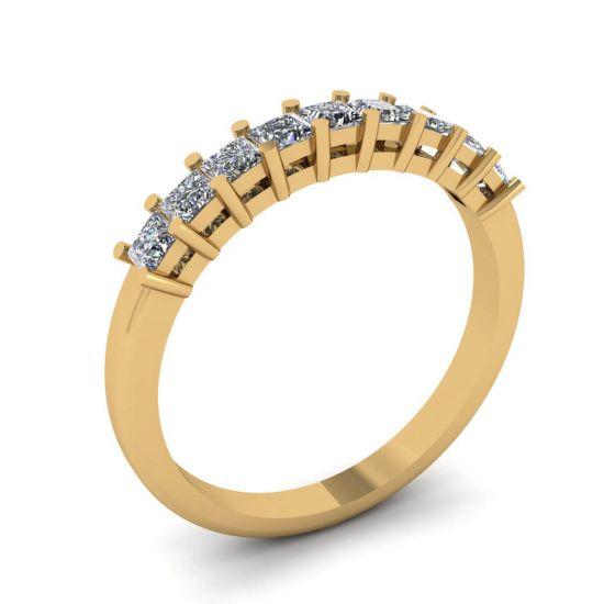 Ring mit 9 quadratischen Prinzessinnendiamanten aus Gelbgold,  Bild vergrößern 4