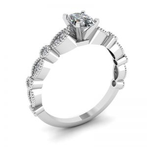 Ovaler Ring im romantischen Stil mit Diamanten aus Weißgold - Foto 3