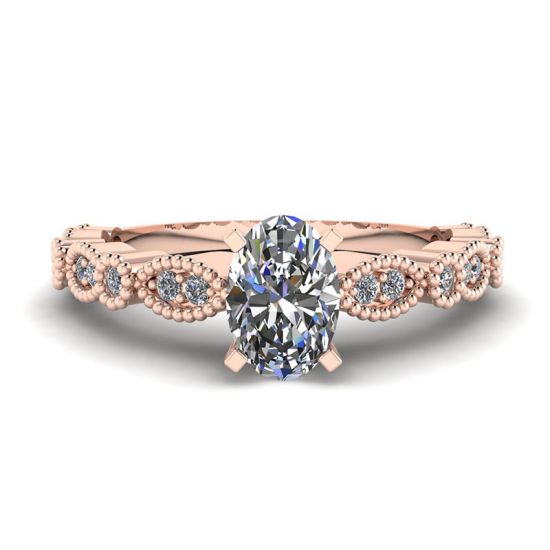Ovaler Diamantring im romantischen Stil aus Roségold, Bild 1