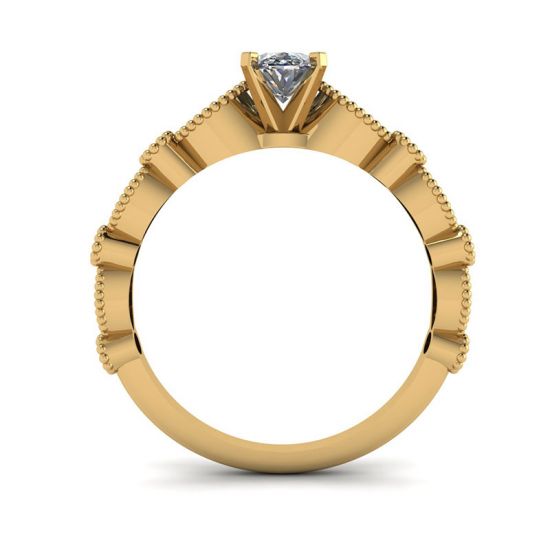 Ovaler Ring im romantischen Stil mit Diamanten aus Gelbgold, More Image 0