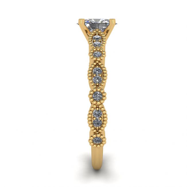 Ovaler Ring im romantischen Stil mit Diamanten aus Gelbgold - Foto 2