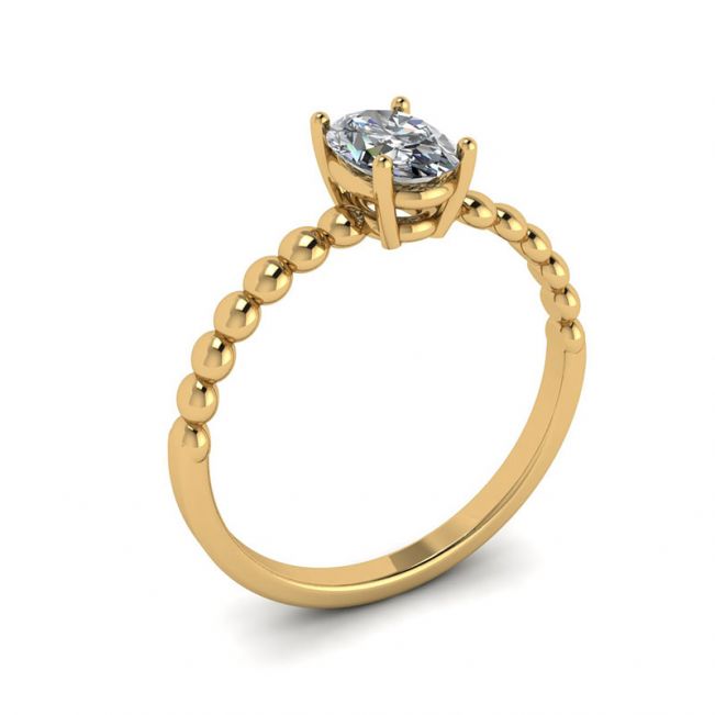Ring aus 18-karätigem Gelbgold mit ovalem Diamant und Perlen - Foto 3