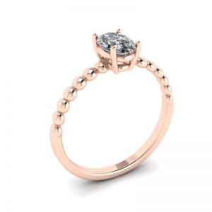 Ring aus 18-karätigem Roségold mit ovalem Diamant und Perlen - Foto 3
