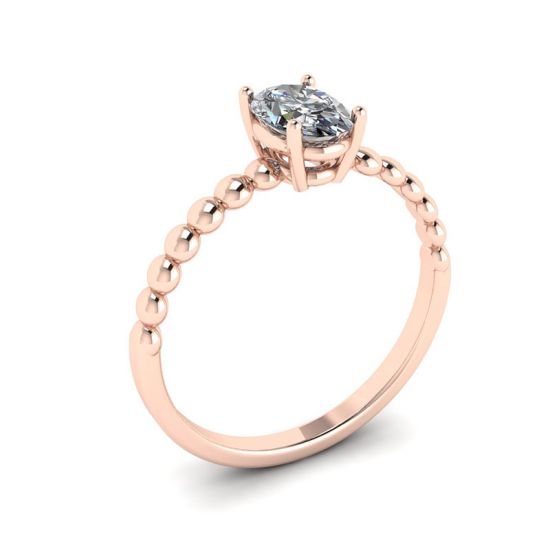 Ring aus 18-karätigem Roségold mit ovalem Diamant und Perlen,  Bild vergrößern 4