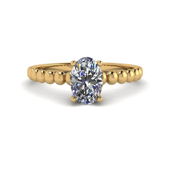 Ring aus 18-karätigem Gelbgold mit ovalem Diamant und Perlen