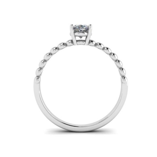 Ring aus 18-karätigem Weißgold mit ovalem Diamant und Perlen,  Bild vergrößern 2