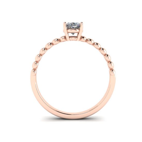 Ring aus 18-karätigem Roségold mit ovalem Diamant und Perlen,  Bild vergrößern 2