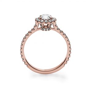 Halo-Ring mit rundem Diamant aus 18 Karat Roségold - Foto 1