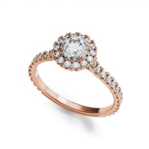 Halo-Ring mit rundem Diamant aus 18 Karat Roségold - Foto 2