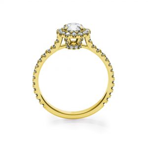 Halo-Ring mit rundem Diamant aus 18 Karat Gelbgold - Foto 3