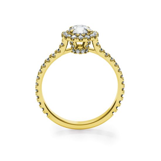 Halo-Ring mit rundem Diamant aus 18 Karat Gelbgold,  Bild vergrößern 4