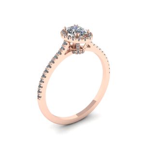 Halo-Diamant-Ring im Ovalschliff aus 18 Karat Roségold - Foto 3
