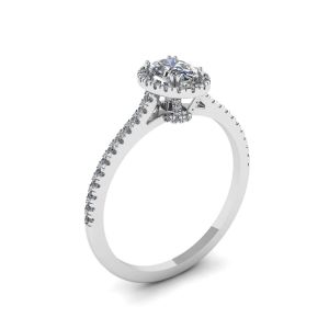 Halo-Diamant-Ring im Ovalschliff - Foto 3